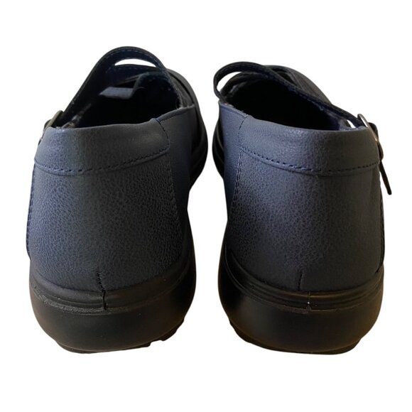 Easy Street Navy Leather Comfort Mary Jane Shoes Buckle Strap Cushioned 7.5 WW - Picture 6 of 9